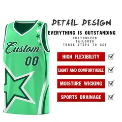 Kelly Green White Star Series Reversible Basketball Jersey 3