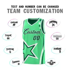 Kelly Green White Star Series Reversible Basketball Jersey 4