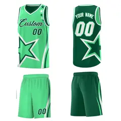 Kelly Green White Star Series Reversible Basketball Jersey 5