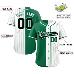 Kelly Green White Stripe-Solid Combo Baseball Jersey 2