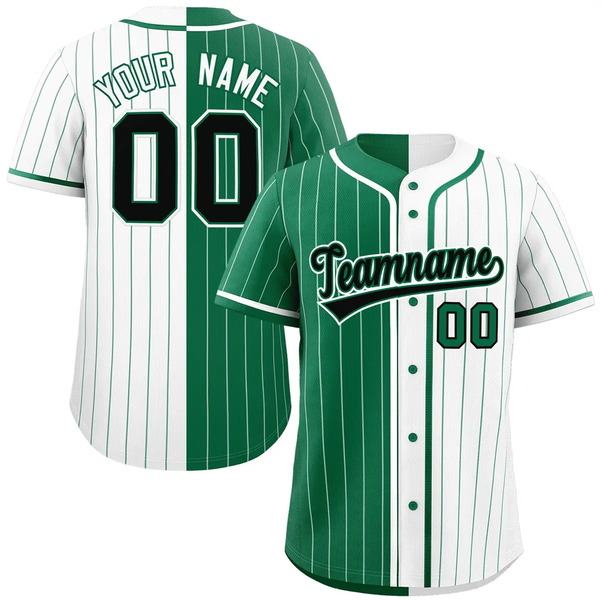 Kelly Green White Striped Two Tone Authentic Baseball Jersey