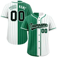 Kelly Green White Striped Two Tone Authentic Baseball Jersey 1