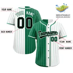 Kelly Green White Striped Two Tone Authentic Baseball Jersey 2