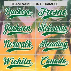 Kelly Green White Sunset Hawaiian Graffiti Palm Tree Baseball Jersey 3