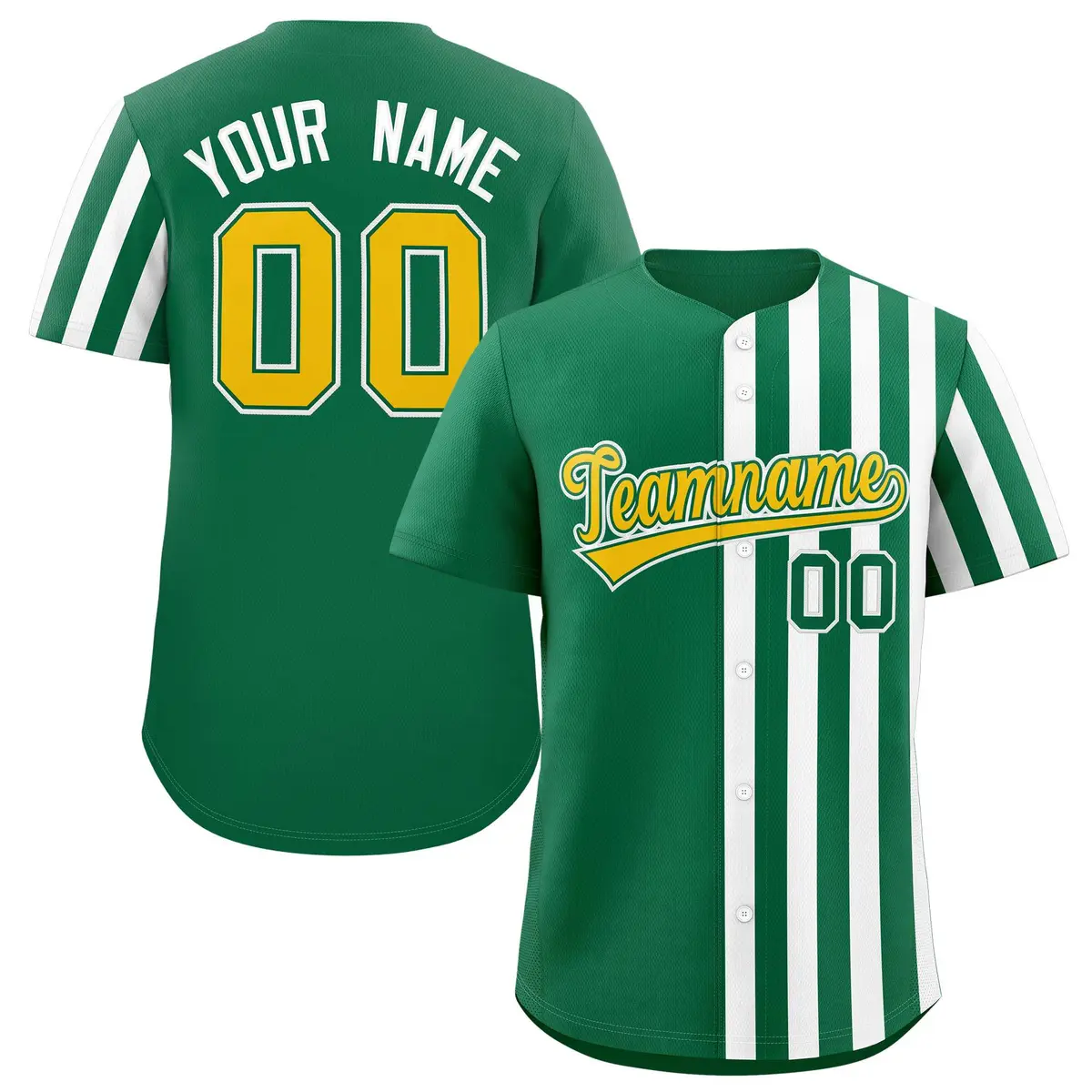 Kelly Green White Thick Stripe Authentic Baseball Jersey