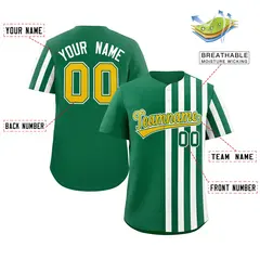 Kelly Green White Thick Stripe Authentic Baseball Jersey 2