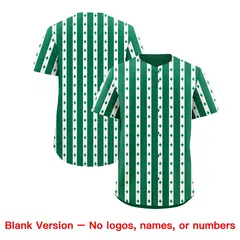 Kelly Green White Thick Stripes Star Pattern Baseball Jersey 7