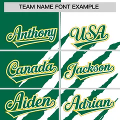 Kelly Green White Tiger Claw Scratch Split Baseball Jersey 3