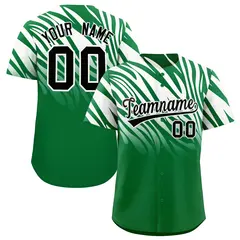 Kelly Green White Tiger Stripe Gradient Baseball Jersey 1
