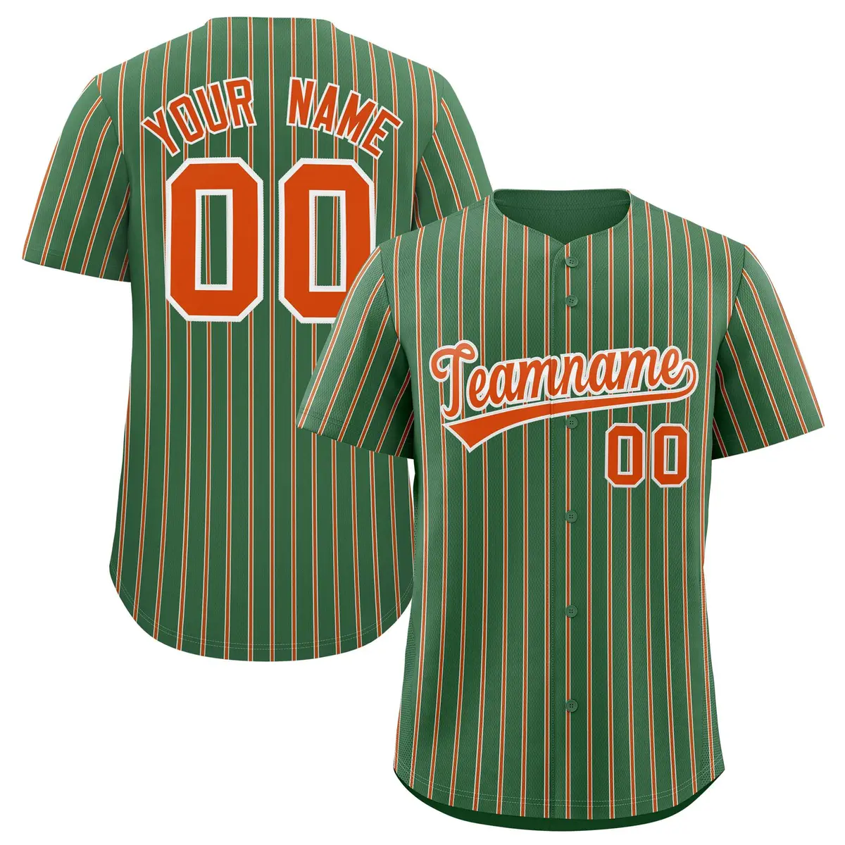 Kelly Green White Tricolor Stripe Fashion Baseball Jersey