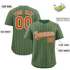 Kelly Green White Tricolor Stripe Fashion Baseball Jersey 2
