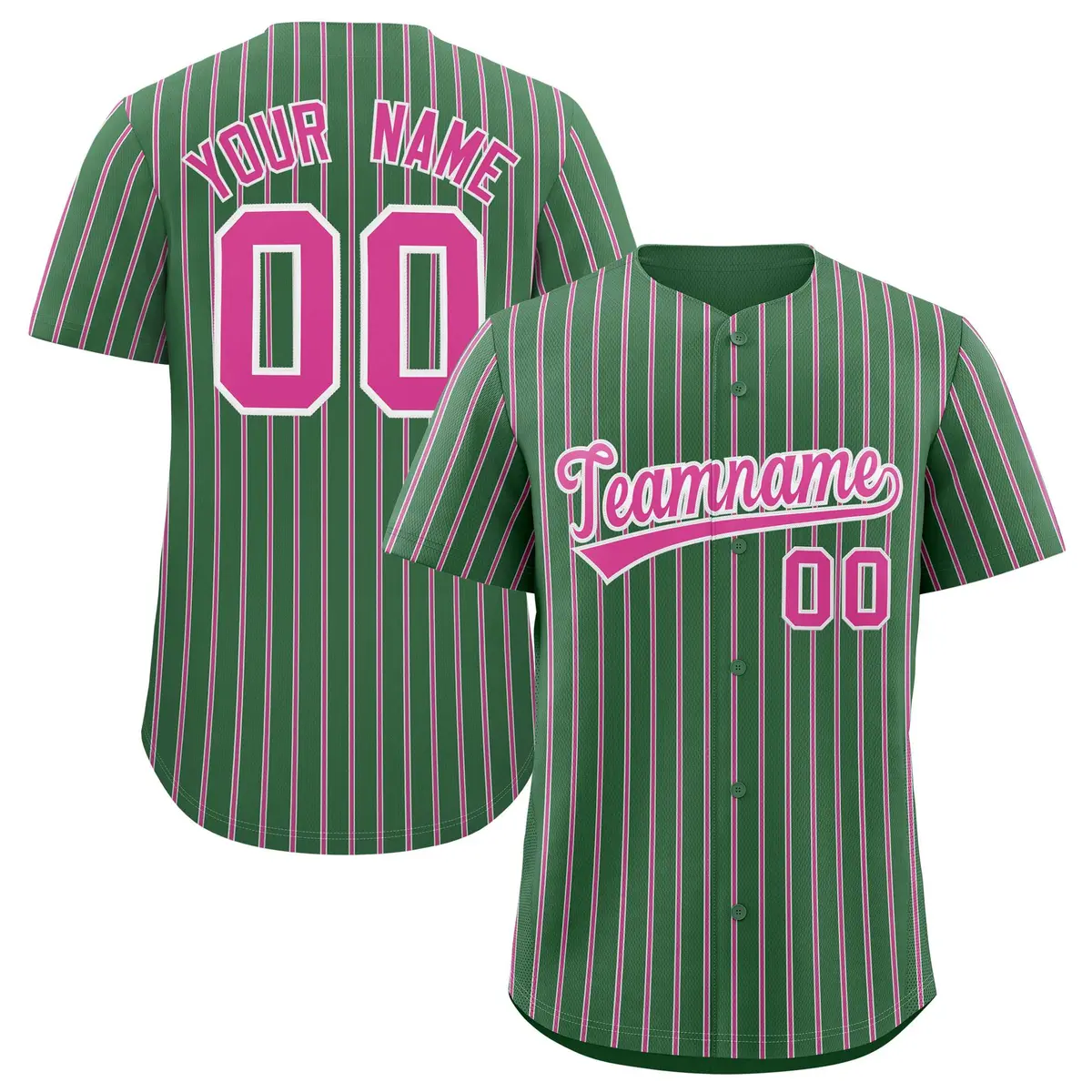 Kelly Green White Tricolor Stripe Fashion Baseball Jersey