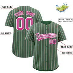 Kelly Green White Tricolor Stripe Fashion Baseball Jersey 2