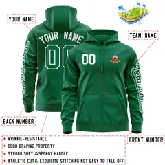 Kelly Green White Varsity Full-Zip Letterman Jacket Hoodie 4