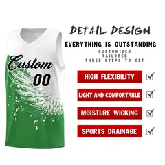 Kelly Green White Wing Pattern Basketball Jersey 2