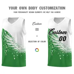 Kelly Green White Wing Pattern Basketball Jersey 3
