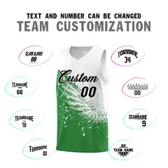 Kelly Green White Wing Pattern Basketball Jersey 4