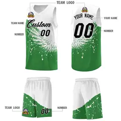 Kelly Green White Wing Pattern Basketball Jersey 5