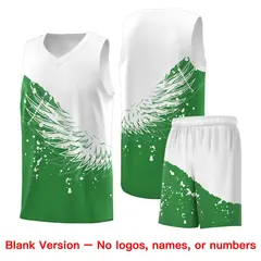 Kelly Green White Wing Pattern Basketball Jersey 7