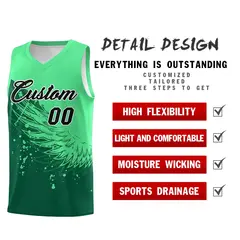 Kelly Green Wing Pattern Basketball Sports Uniform Jersey 2