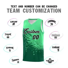 Kelly Green Wing Pattern Basketball Sports Uniform Jersey 4