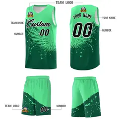 Kelly Green Wing Pattern Basketball Sports Uniform Jersey 5