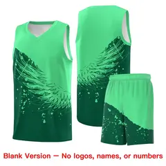 Kelly Green Wing Pattern Basketball Sports Uniform Jersey 7