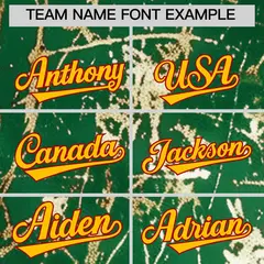 Kelly Green Yellow Black & Gold Marble Print Baseball Jersey 4