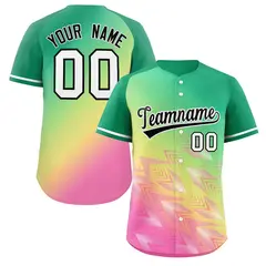 Kelly Green Yellow Black-White Gradient Baseball Jersey