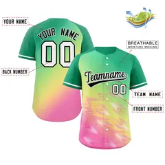Kelly Green Yellow Black-White Gradient Baseball Jersey 2