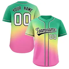 Kelly Green Yellow Black-White Gradient Baseball Jersey