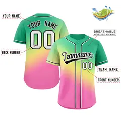 Kelly Green Yellow Black-White Gradient Baseball Jersey 2