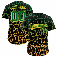 Kelly Green Yellow Giraffe Graffiti Pattern Baseball Jersey