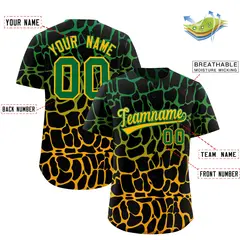 Kelly Green Yellow Giraffe Graffiti Pattern Baseball Jersey 2