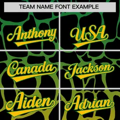 Kelly Green Yellow Giraffe Graffiti Pattern Baseball Jersey 3