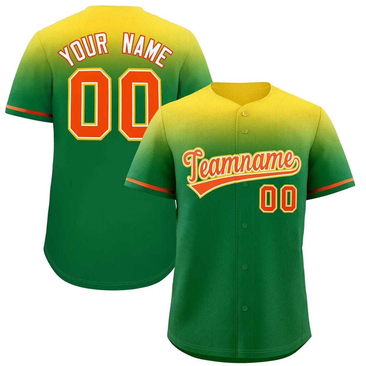 Kelly Green Yellow Gradient Authentic Baseball Jersey