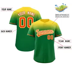 Kelly Green Yellow Gradient Authentic Baseball Jersey 2