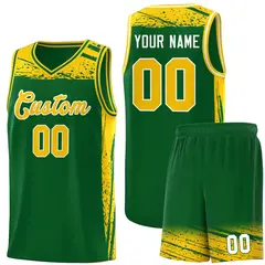 Kelly Green Yellow Graffiti Pattern Basketball Jersey 1