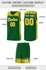 Kelly Green Yellow Graffiti Pattern Basketball Jersey 2