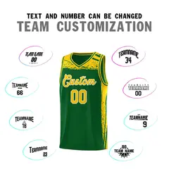 Kelly Green Yellow Graffiti Pattern Basketball Jersey 3