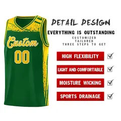 Kelly Green Yellow Graffiti Pattern Basketball Jersey 4