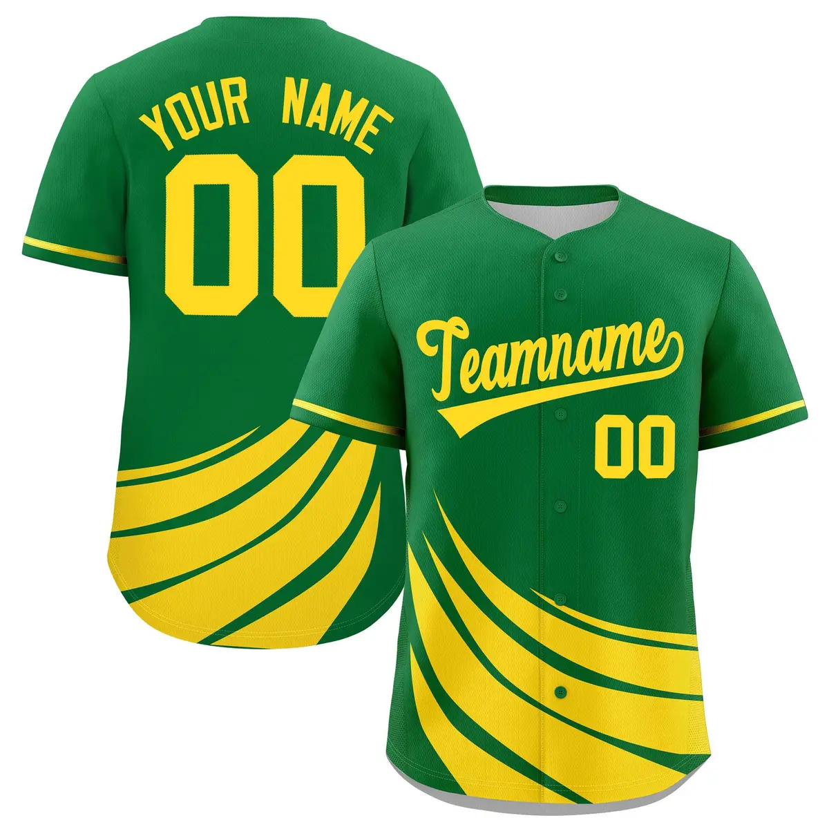 Kelly Green Yellow Graffiti Wind Mark Baseball Jersey