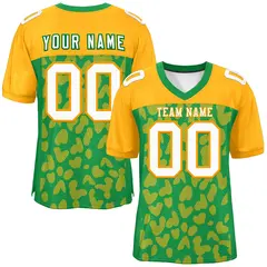 Kelly Green Yellow Raglan Sleeves Camo Football Jersey 1