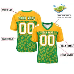 Kelly Green Yellow Raglan Sleeves Camo Football Jersey 2