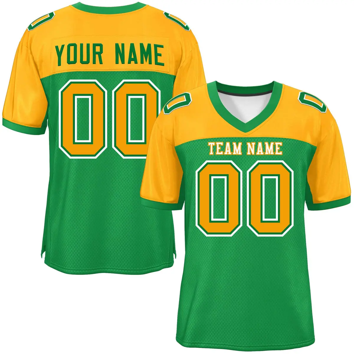 Kelly Green-Yellow Raglan Sleeves Football Jersey