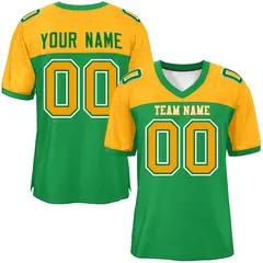 Kelly Green-Yellow Raglan Sleeves Football Jersey