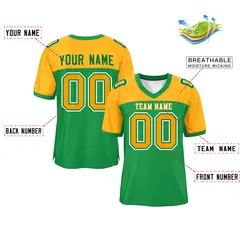 Kelly Green-Yellow Raglan Sleeves Football Jersey 2