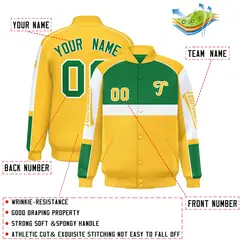 Kelly Green Yellow Raglan Sleeves Varsity Letterman Jacket 2