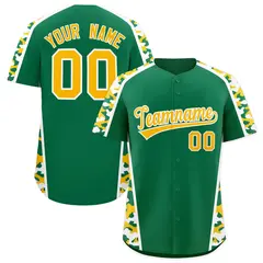 Kelly Green Yellow Side Camo Baseball Jersey 1