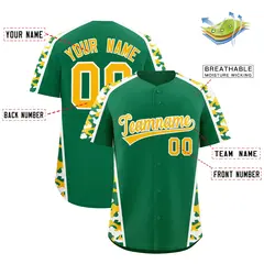 Kelly Green Yellow Side Camo Baseball Jersey 2